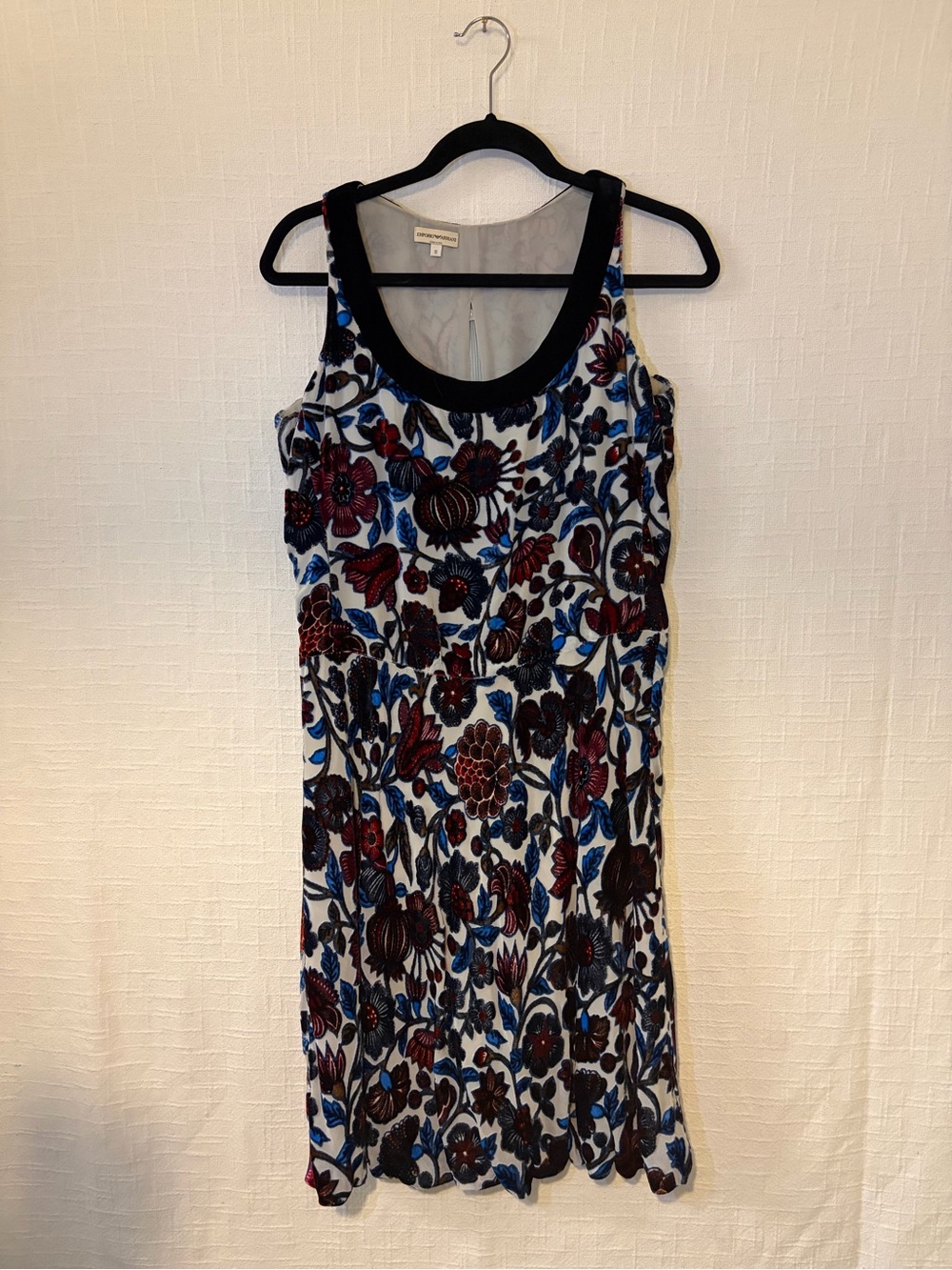 Emporio Armani Floral Silk Chiffon Shift Dress Sleeveless Scoop Neck Knee 10